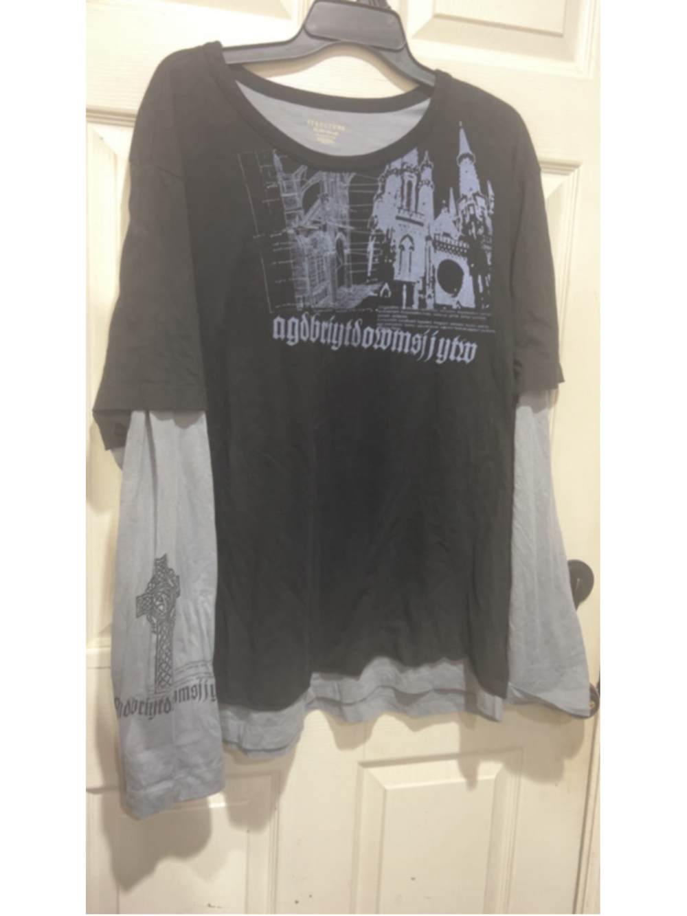 Y2K STRUCTURE Black Gray Long Sleeve Tee XL